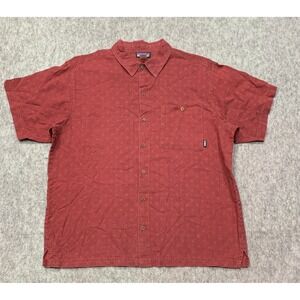 VTG Patagonia Men's Migration Hemp Organic Cotton Shirt Red Short Sleeve Size XL
